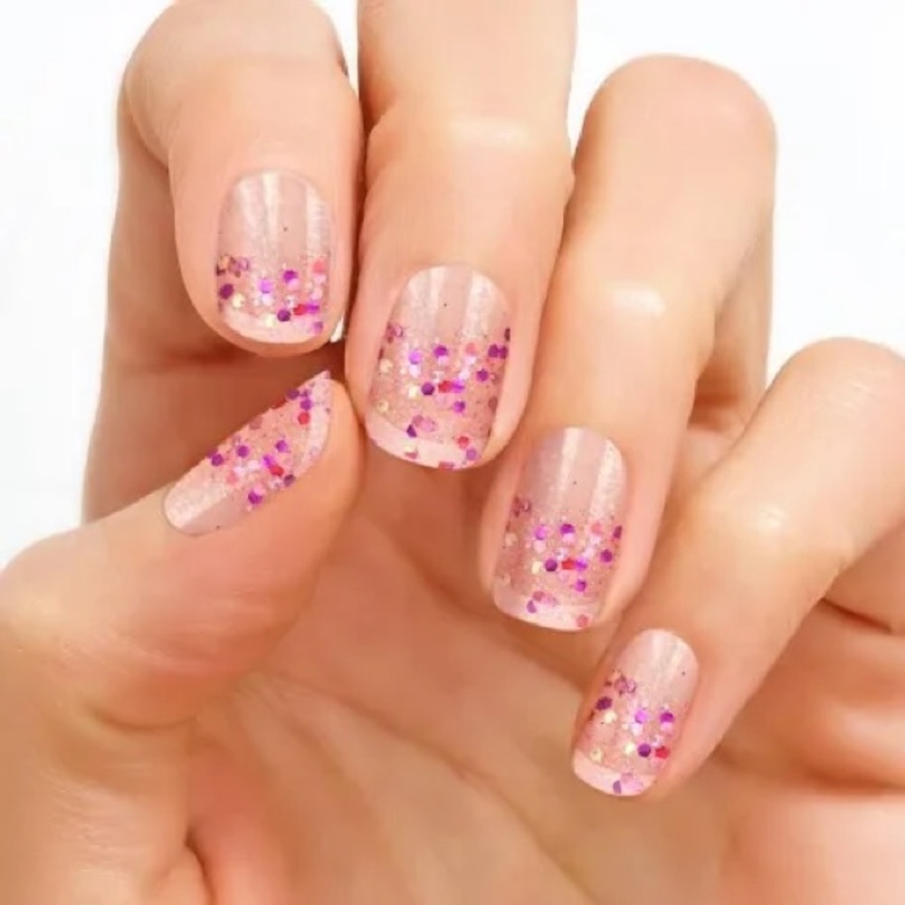 Cannes Fetti • Color Street • Clear Overlay with Red, Purple and Gold Glitter